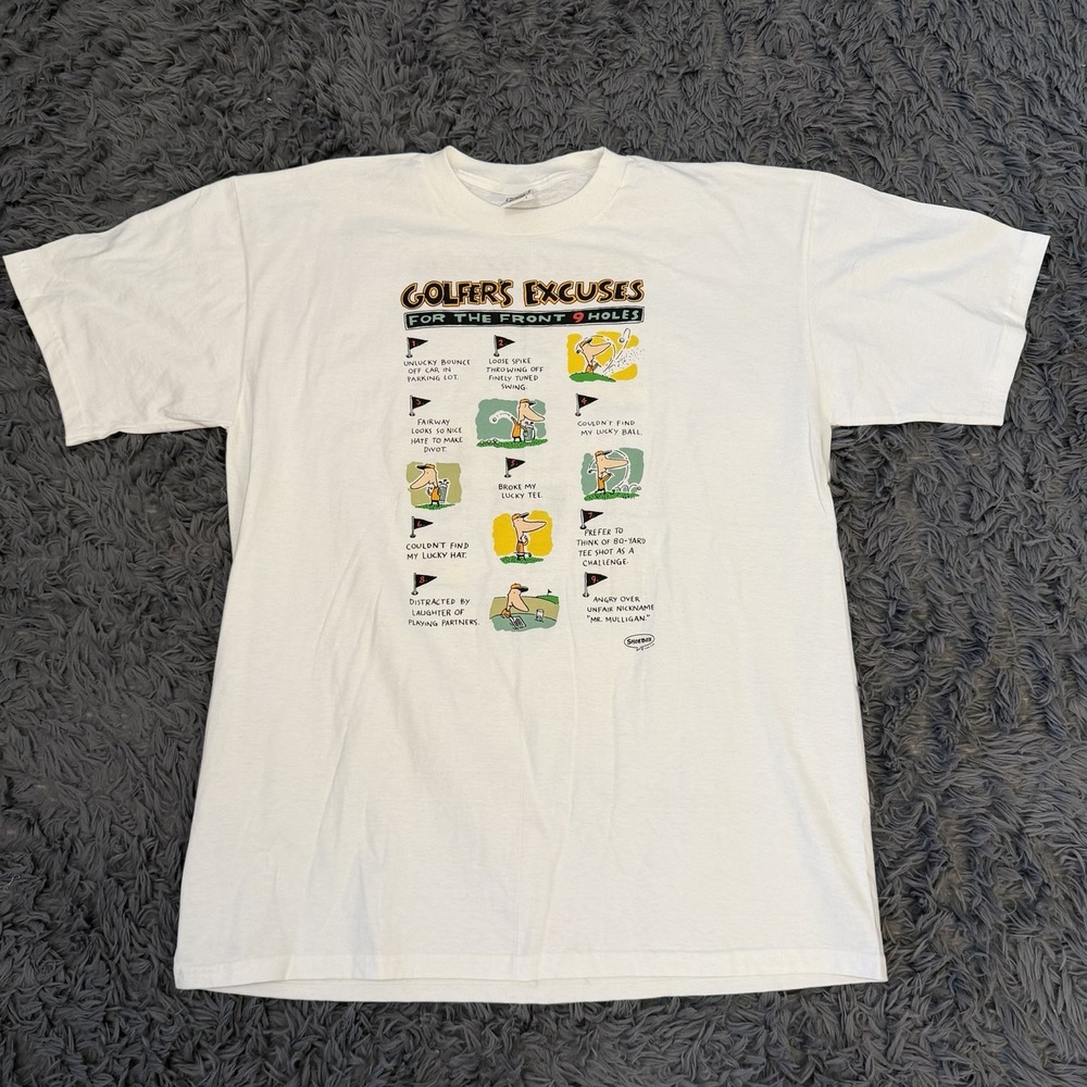 Shoebox T-shirt Adult XL Golf "Golfer's Excuses" Funny Cartoon Vintage 90's